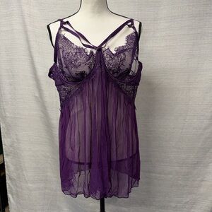 Dreamgirl Sheer Purple Lace Chemise